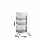 Barový pracovní stůl - nerezová ocel - 600x600mm - se 4 policemi