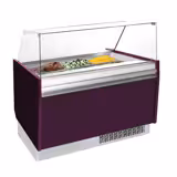 Vitrine de gelados Profissional LIAM - 1310mm - Frio estático - com iluminação LED - para 10+10 cubas de gelado de 5 litros - Violeta - vidro frontal curvo - acesso pelo lado do operador