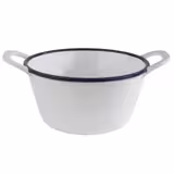 (6 Stück) Schale - ENAMEL LOOK - Melamin - 1 Liter - mit Tragegriffen - Weiß