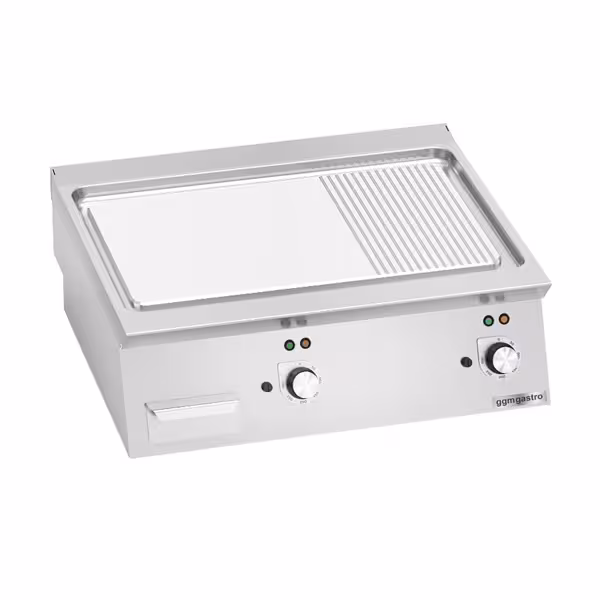 Elektrische bakplaat - 9,6kW - Glad/geribbeld - Bakoppervlak: 800x730mm