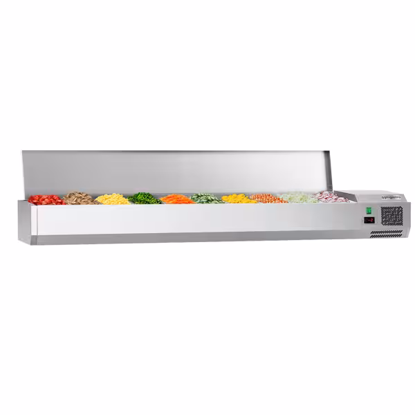 Vitrina refrigerada ECO - 2,0 x 0,34 m - para contenedores 10x 1/4 GN