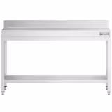 Tavolo da lavoro in acciaio inox PREMIUM - 1600x600mm - con ripiano inferiore & alzatina & traversi di rinforzo