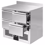 Saladette / Pizzakühltisch PREMIUM - 0,9 x 0,7 m - mit 4 Schubladen & - с плинтусом для столешницы