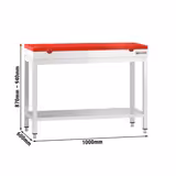 Table de travail inox PREMIUM - 1000 x 600 mm - avec tablette inférieure - incl. Planche à découper Rouge