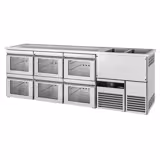 Comptoir de bar réfrigéré PREMIUM - 2500x700mm - 6 tiroirs en verre