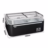 Vrieseiland - kopelement - 1850x850mm - 523 liter - 2 glazen schuifdeksels - zwart