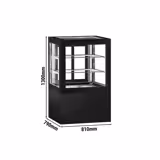 ثلاجة عرض حلويات - مخصص لـ واجهة عرض الكيك - 370 لتر - 810 mm - زجاج مزدوج عازل - مع رفّين - أسود مطفي