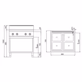 Fourneau à induction - 14kW - 4 foyers - sur placard ouvert