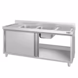 Sudoper s ormarićem ECO - inox - 2000 x 700 mm - sa 2 korita - korita sredina