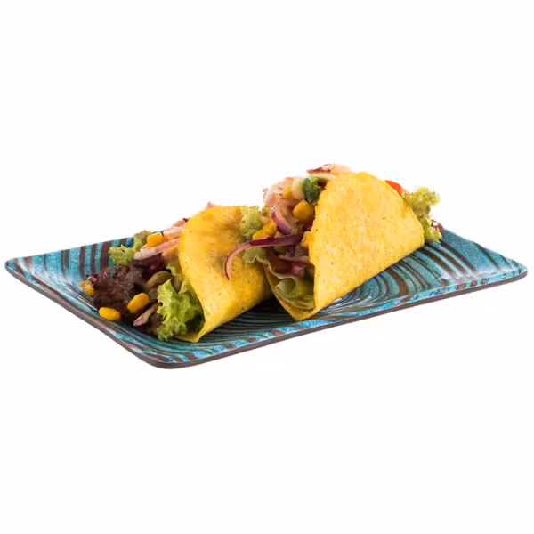 (6 pcs) Serving Tray - CANCUN - Melamine - 235x135mm - Height: 15mm - Blue/Brown
