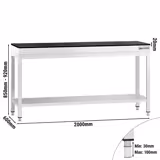 Rozsdamentes acél munkaasztal PREMIUM - 2000x600 mm - alsó polccal - gránit munkalappal