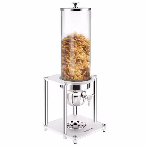 Dispensador de cereales Profesional - dosificador giratorio - 1 contenedor de plástico - 3,7L - Soporte de acero inoxidable