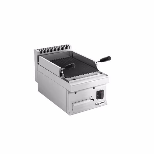 Gas lavasteengrill - 5,5kW - Tafelmodel - RVS - Kantelbaar grillrooster