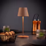 Tafellamp LED - MERLE MICRO - draadloos, oplaadbaar - IP54 - 3-standen dimbaar - Ø110mm - roest