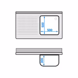 Lavello armadiato ECO - in acciaio inox - 1200x700mm - 3 cassetti - 1 vasca a destra