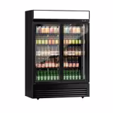 Drankenkoelkast - 1295mm - 880L - 2 glasdeuren - digitaal display - LED-interieurverlichting - zwart