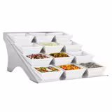 Alzata per buffet - Acciaio inox - Rettangolare - 330x435mm - 12 ripiani - Altezza: 150mm - incl. 12 ciotoline in melamina