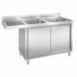 Plonge inox professionnelle PREMIUM - 1600x700mm - 2 bac(s) à droite - avec égouttoir à gauche