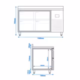 Koelwerkbank PREMIUM PLUS - 1468x700mm - 4 lades - met spatrand - digitale thermostaat - 305 liter
