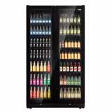 Drankenkoelkast - 1200mm - 760L - frameloze glasdeur - met 2 glasdeuren & LED-interieurverlichting - zwart