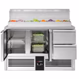 Commercial Saladette Prep Counter PREMIUM - 1368x700mm - 2 Doors & 2 Drawers - for 8x GN 1/6