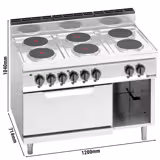 Elektrisch fornuis - 15,6kW - 6 ronde platen - incl. Elektrische oven - statisch - 7,5kW
