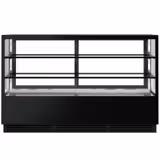 Gebaksvitrine - 782 liter - 2000mm - Dubbele beglazing - hoekig - spiegelfront - met 2 glazen planken - schuifdeuren achter - Zwart