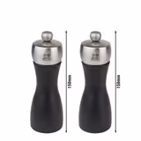 (6 pièces) PEUGEOT | FIDJI - Moulin à sel & à poivre - Bois - Noir mat - Hauteur : 150 mm