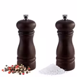 (12 pcs) Salt & Pepper Mills PREMIUM - ETERNAL - Beech Wood - Height: 155mm - Dark Brown