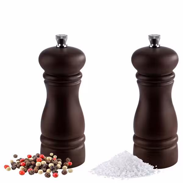 (12 buc) Set râșnițe sare și piper ETERNAL - Lemn - Înălțime: 155 mm - Maro închis