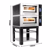 Plinska peć za pizzu Profesionalna - 1100x950 mm - 4+4 x Ø 30 cm - za Ø 30 cm pizzu - do 450 °C - Zaslon osjetljiv na dodir (touch) - uklj. postolje