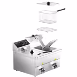 Friteuse électrique double – 8+8 litres – 6,5 kW – avec robinet de vidange
