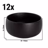 (12 τεμ.) Μπολ πορσελάνης - Universe - 450 ml - Ø 11,0 cm - στοιβαζόμενο - μαύρο, ματ