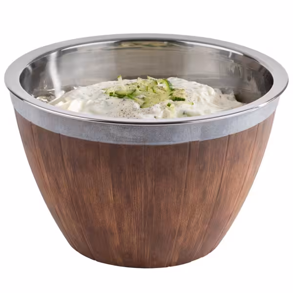 Barrel - 2-piece Set - Stainless Steel & Melamine - 3L - round - Ø 260mm - 260x260mm - Depth: 160mm - Brown
