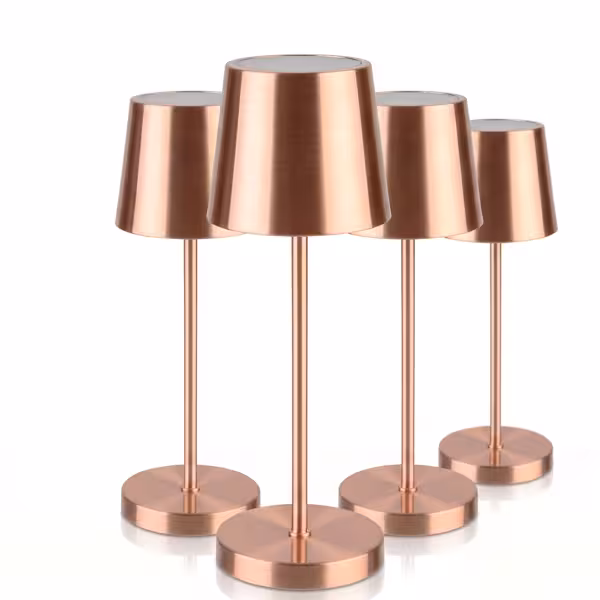 (4 stuks) Tafellamp - MERLE Micro - oplaadbaar - draadloos - IP54 - dimbaar in 3 standen - Ø90mm - Koper