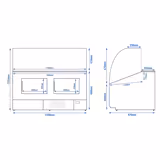 Comptoir vitrine réfrigérée - 1568x979mm - +2/+6°C - 324L - 2 portes - Face avant rouge RAL3003