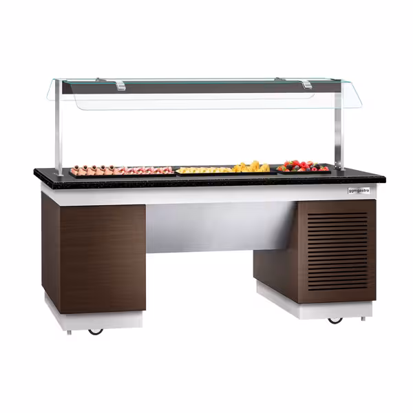 Gekoeld buffet DUBLIN - 2000mm - met koelplaat - op zwenkwielen