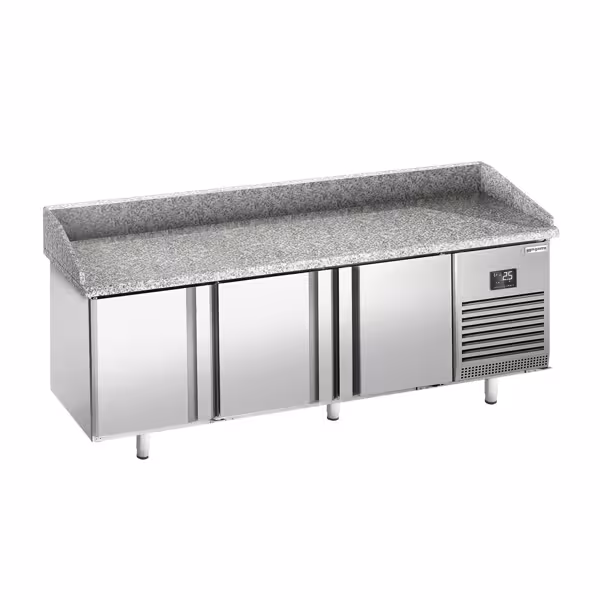 طاولة تحضير بيتزا مبردة PREMIUM PLUS - 1980x700 mm - مع 3 أبواب - سطح عمل جرانيت