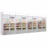 (4 pcs) Vitrine réfrigérée à boissons - 4800mm - 4800 L - porte vitrée sans cadre - 8 portes vitrées - avec caisson lumineux - éclairage LED - +1 à +10 °C
