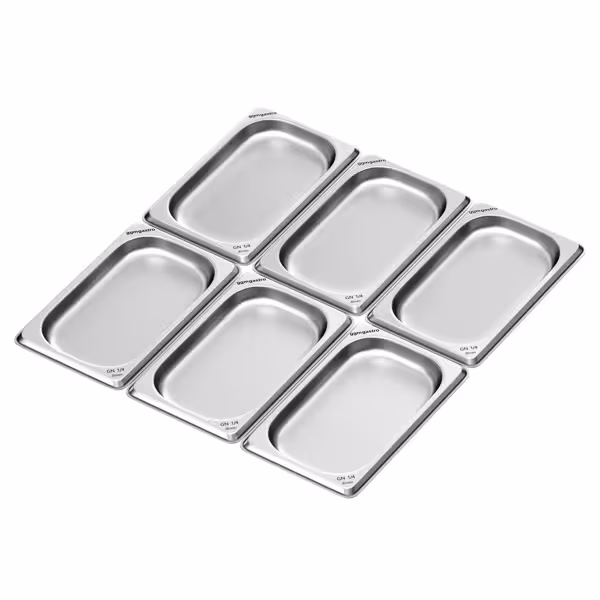 (6 adet) Paslanmaz Çelik Gastronorm Küvet GN 1/4 - Yükseklik:20mm