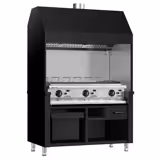 Barbecue à gaz BERLIN - 21kW - sur pied - P790mm - 6 grilles de cuisson - grilles de cuisson en fonte - Noir