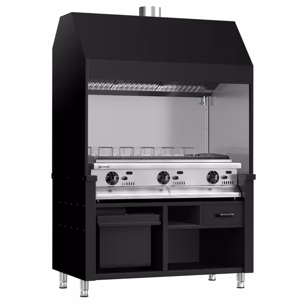 Gasgrill BERLIN - 1360 mm - 21 kW - Gjutjärnsgaller - Svart