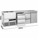 Direct Draw Beer Dispenser / Kegerator PREMIUM - 2500x700mm - 1 Solid Door & 5 Drawers