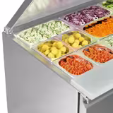 Commercial Saladette Counter PREMIUM - 903mm - 240L - 2 glass doors - open top for 2 x GN 1/1 & 3 x GN 1/6 & stainless steel hinged lid