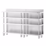 Tavolo in acciaio inox - 1800x400mm - con alzatina 100mm & 4 ripiani