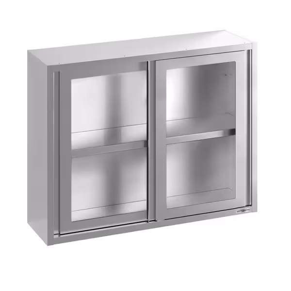 Paslanmaz Çelik Duvar Dolabı  - 1000x400mm - Kayar Cam Kapılı - 1000mm yükseklik