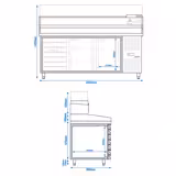 Balcão de pizza refrigerado PREMIUM - 2025x800mm - com tampo em granito - com 2 portas e 7 gavetas 600x400mm - incl. vitrina refrigerada superior - 10x Recipientes GN 1/4