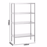 Rostfri hyllställning PREMIUM – 1020x500 mm – Djup: 500 mm – 4 hyllplan (justerbara) – Lastkapacitet: 320 kg