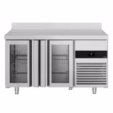 Commercial Counter Fridge PREMIUM - 1400x700mm - glass doors - with upstand - capacity 281 litres