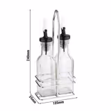 (6 pcs) Oil and Vinegar Cruets - 120ml - Stainless steel stand - Glass - with pourer spout included